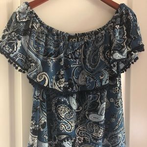 ECI New York blue paisley top